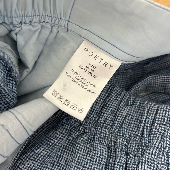 Poetry Blue Linen Pants w Stretch Waist Size 12 - Picture 5 of 6